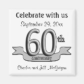 60e Jubileum Bewaar de datum Feestgunsten Magneet (Voorkant)