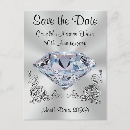 60e Jubileum Bewaar de Datumkaarten GEPERSONALISEE Aankondigingskaart (Voorkant)
