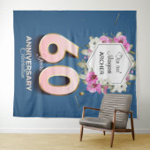 60e Jubileum Celebration Pink Orchids on Blue Wandkleed (In Situ (horizontaal))