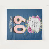 60e Jubileum Celebration Pink Orchids on Blue Wandkleed (Voorkant (horizontaal))