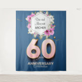 60e Jubileum Celebration Pink Orchids on Blue Wandkleed (Voorkant)