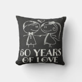 60e Jubileum Couples Chalk Drawn Pillow Gift Kussen (Voorkant)