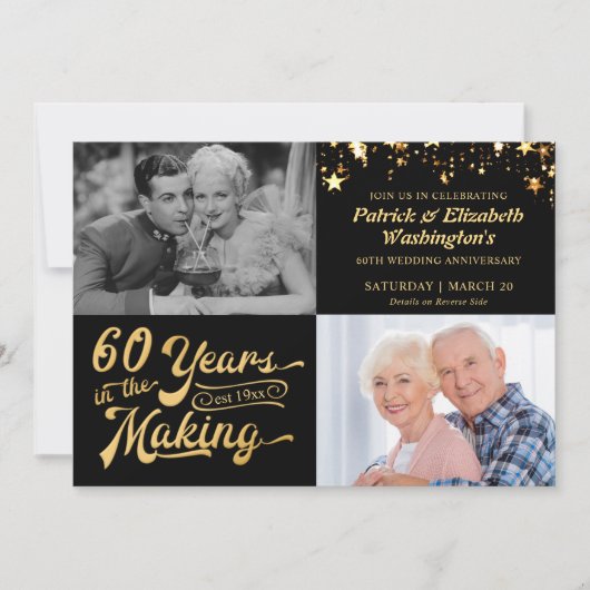 60e Jubileum Dan & nu Foto's zwart en goud Kaart (Voorkant)