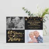 60e Jubileum Dan & nu Foto's zwart en goud Kaart (Staand voorkant)