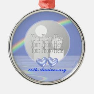 60e Jubileum Diamond Hearts (foto lijst) Metalen Ornament
