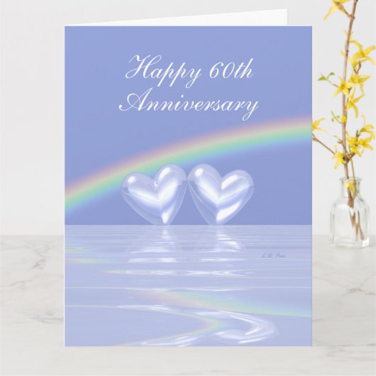 60e Jubileum Diamond Hearts Kaart (Gele Bloem)