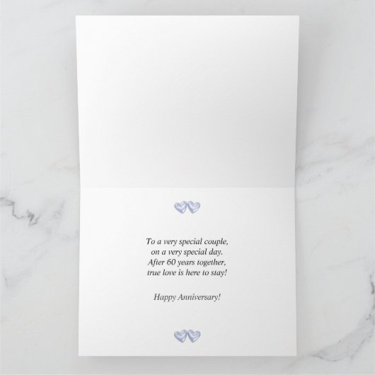 60e Jubileum Diamond Hearts Kaart (Binnen)