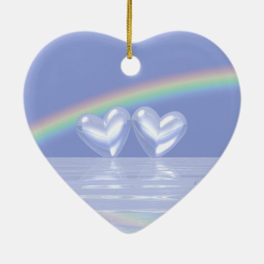 60e Jubileum Diamond Hearts Keramisch Ornament (Achterkant)