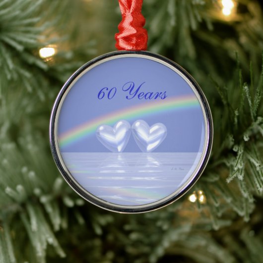 60e Jubileum Diamond Hearts Metalen Ornament (Boom)