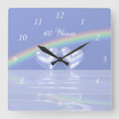 60e Jubileum Diamond Hearts Vierkante Klok (Voorkant)