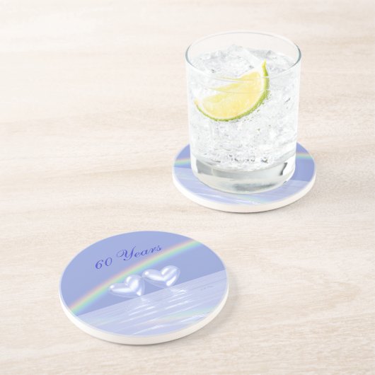 60e Jubileum Diamond Hearts Zandsteen Onderzetter (Zijkant)