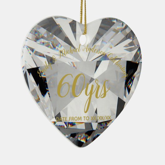 60e Jubileum Diamond PHOTO Gift Keramisch Ornament (Rechts)