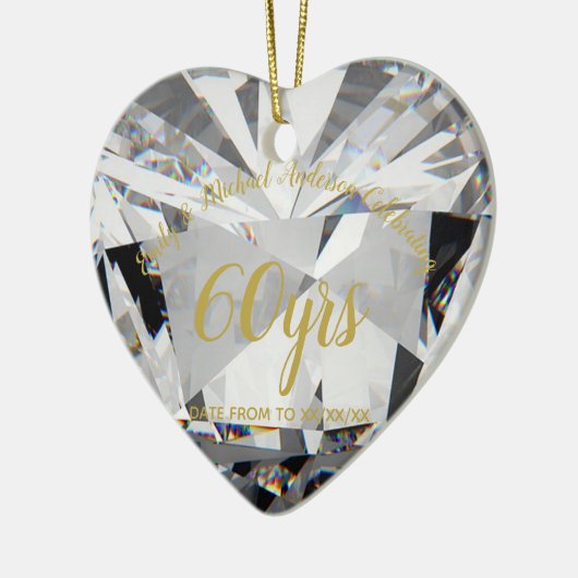 60e Jubileum Diamond PHOTO Gift Keramisch Ornament (Links)