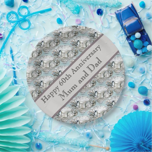 60e Jubileum Diamond voor bruiloft Papieren Bordje (Feest)