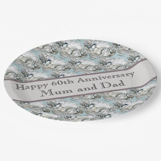 60e Jubileum Diamond voor bruiloft Papieren Bordje (Gekanteld)