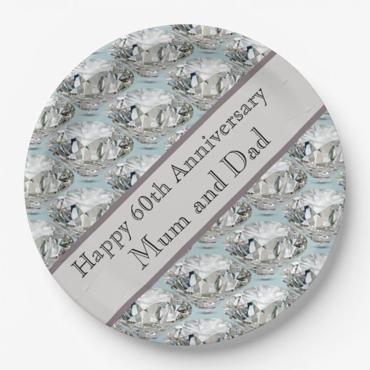 60e Jubileum Diamond voor bruiloft Papieren Bordje (Voorkant)