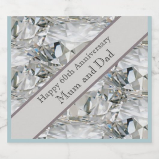 60e Jubileum Diamond voor bruiloft Sparkling Wijnetiket (Enkel label)