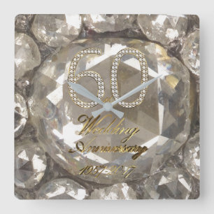 60e Jubileum Diamond Wedding 2017 Elegant Vierkante Klok