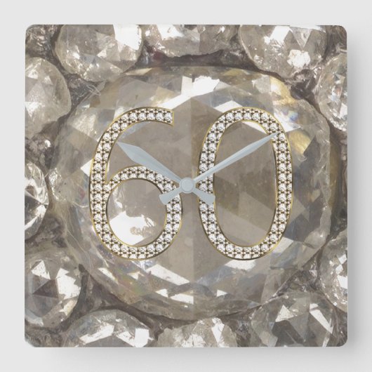 60e Jubileum Diamond Wedding 2017 Elegant Vierkante Klok (Voorkant)