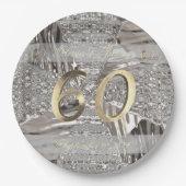 60e Jubileum Diamond Wedding Elegant Faux Gold Papieren Bordje (Voorkant)