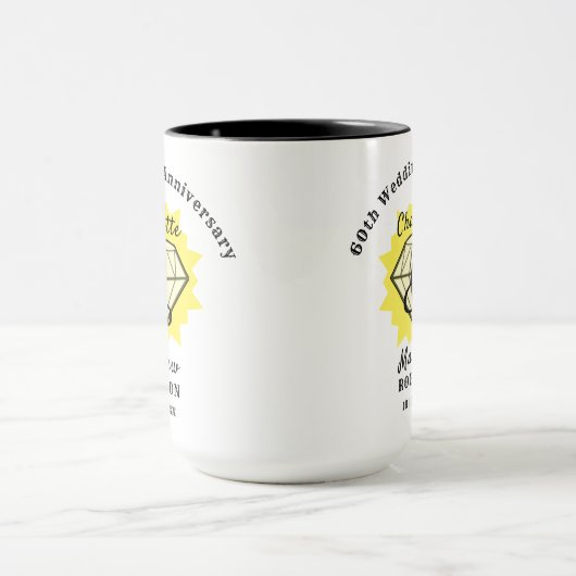 60e Jubileum Diamond Wedding Gift Personalized Mok (Midden)