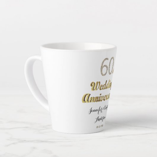 60e Jubileum Diamond Wedding Latte Mok (Linkerhoek)