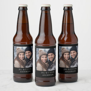 60e Jubileum Elegant Script Foto Bier Etiket