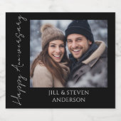 60e Jubileum Elegant Script Foto Bier Etiket (Enkel label)