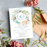 60e Jubileum Enterprise Party Rozen Garland Kaart<br><div class="desc">Deze botanische verrassingspartij met een delicate waterverf florale groenery garland,  die 60e trouwdag-feestdag organiseert,  kan gepersonaliseerd worden met speciale informatie over diamantjubileum. Op de achterzijde staat een matchende bloemkool die de verjaardagsdata in elegante witte tekst op een diamantblauwe achtergrond definieert. Ontworpen door: Thisnotme©</div>