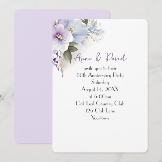 60e Jubileum Feest Bloemen Boeket Kaart (Voorkant / Achterkant)