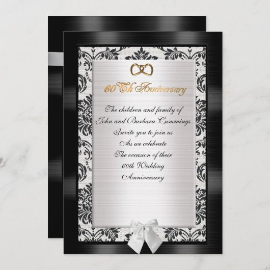 60e Jubileum feestuitnodiging officiële Damask Kaart (Voorkant / Achterkant)