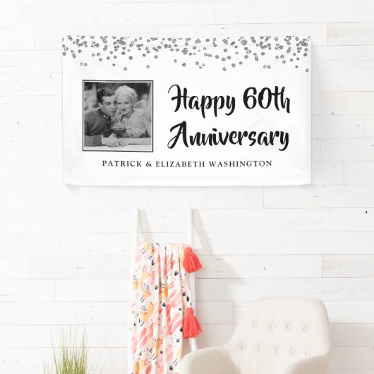 60e Jubileum Foto Silver Confetti Spandoek (Insitu)