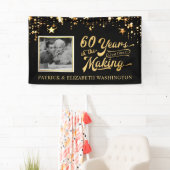 60e Jubileum Foto: zwart en gouden sterren Spandoek (Insitu)