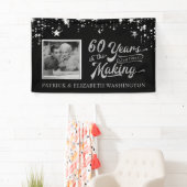 60e Jubileum Foto zwart en zilversterren Spandoek (Insitu)