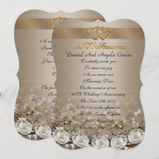 60e Jubileum gelofte verlenging Uitnodiging (Voorkant / Achterkant)