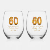 60e Jubileum gepersonaliseerd Wijnglas Zonder Voet (Voorkant)