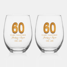 60e Jubileum gepersonaliseerd Wijnglas Zonder Voet