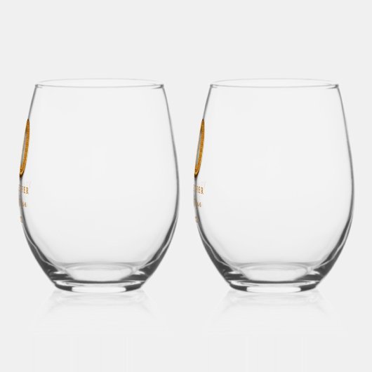 60e Jubileum gepersonaliseerd Wijnglas Zonder Voet (Links)