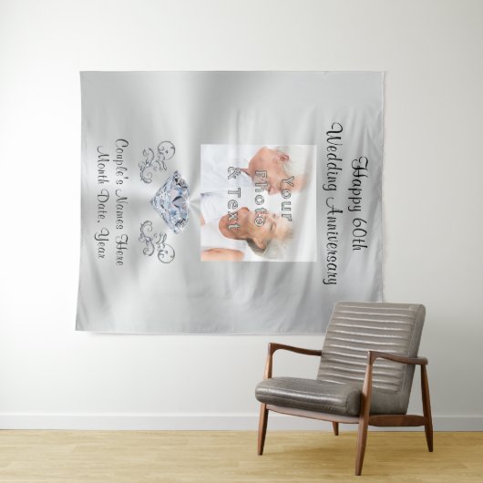 60e Jubileum Gift, Party Wall Tapestry Decor Wandkleed (In Situ (horizontaal))