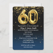 60e Jubileum Gold Balloons Confetti Uitnodiging (Voorkant)