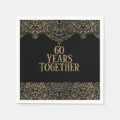 60e Jubileum Gold Lace op Black Napkins Servet (Voorkant)