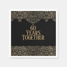 60e Jubileum Gold Lace op Black Napkins Servet