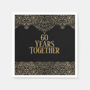 60e Jubileum Gold Lace op Black Napkins Servet