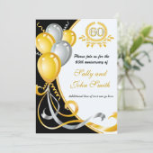60e Jubileum Gold & Silver Birthday Invitation Kaart (Staand voorkant)