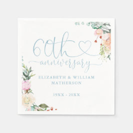 60e Jubileum Gouden Hart Rozen Bloemen Servet