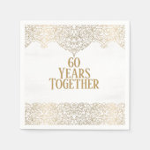 60e Jubileum gouden kant op wit Servet (Voorkant)