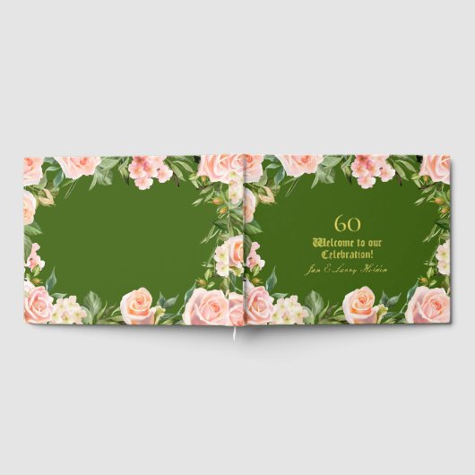 60e Jubileum goudfolie groen Gastenboek (Volledig)