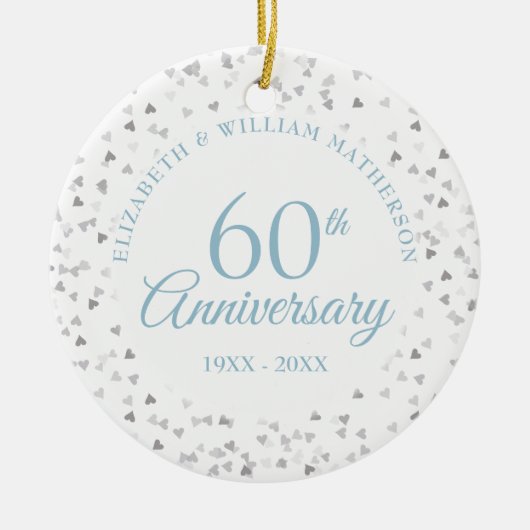 60e Jubileum Harten Confetti Keramisch Ornament (Voorkant)