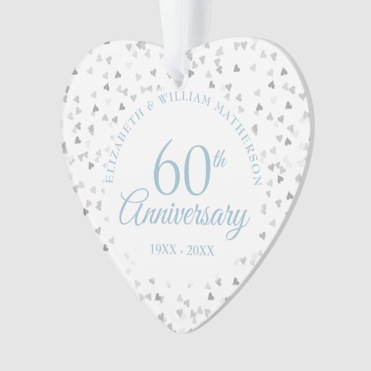 60e Jubileum Harten Confetti Ornament (voorkant)