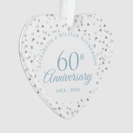 60e Jubileum Harten Confetti Ornament (voorkant)